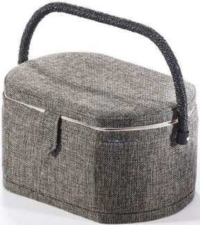 Kobolo Nähkorb Nähkästchen - grau - oval - Stoff - 29x20x16 cm