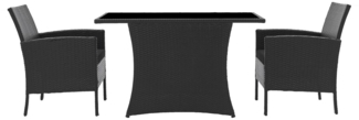 Sitzgruppe Polyrattan und Glas Schwarz