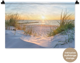 MuchoWow Wandteppich Strand - Sonne - Düne - Gras - Sand - Horizont, Rechteckig, Höhe: 3 mm, Wandteppich für Wohnzimmer, Schlafzimmer, 60x40 cm