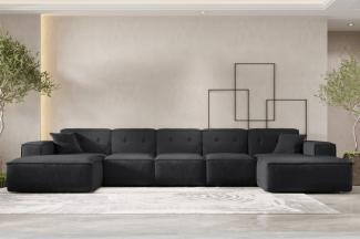 Wohnlandschaft Sofa U-Form CESINA XL in Stoff Ascot Bukla Schwarz