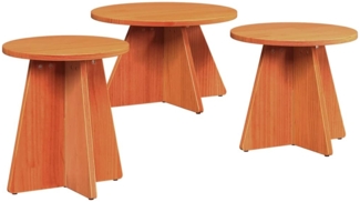 vidaXL Couchtisch 3 pcs Wachsbraun 49 x 49 x 30 cm Massivholz Kiefer 873540