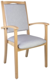 einrichtungsdesign24 Armlehnstuhl Massivholz Seniorenstuhl Alexander Hochlehner Armlehnenstuhl Esszimmer, hohe Rückenlehne, Griffbügel und gerundeter Sitzfläche