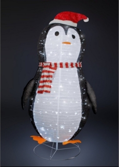 Mojawo Lichtervorhang XXL LED Pinguin / Weihnachtsmann 180CM 200 LEDs IP44 für außen