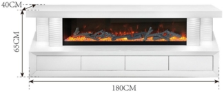 alesvelt TV-Schrank TV-Schrank Luxus Sideboard NOVA Kamin Funktion LED 180cm (180 x 40 x 60H cm, 1-Schrank) LED-Kaminfunktion