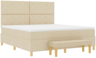vidaXL Boxspringbett mit Matratze Creme 180 x 200 cm Stoff 3344399