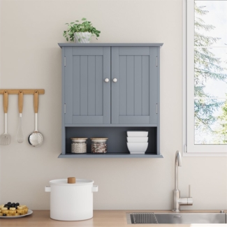 REDOM Badkommode Badkommode Badezimmerschrank (Wandmontierter Badezimmerschrank mit Doppeltüren, verstellbaren Regalen & offenem Fach – Platzsparender Medizinschrank für Badezimmer, Küche & Waschraum, 1 St)