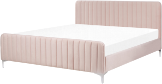 Bett mit Lattenrost LUNAN 180 x 200 cm Samtstoff Pastellrosa