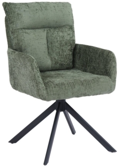 HOME DELUXE Esszimmerstuhl mit Armlehne ALUNA Chenille - 1er Set Grün