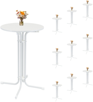 10x Stehtisch klappbar Ø 70 cm Höhe 110 cm Stahl Gastrotisch Partytisch Bistrotisch in Weiß