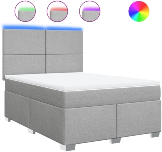 vidaXL Boxspringbett mit Matratze Hellgrau 140x190 cm Stoff 3292776