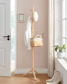 Vasagle Garderobenständer, freistehender Kleiderständer, Garderobe aus Massivholz, in Baumform, mit 8 Haken, für Kleidung, Hüte, Taschen, Flur, Eingangsbereich, naturfarben von Songmics RCR004N01