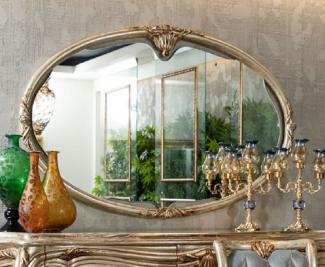 Casa Padrino Luxus Barock Spiegel Silber / Gold - Ovaler Massivholz Wandspiegel im Barockstil - Barock Möbel