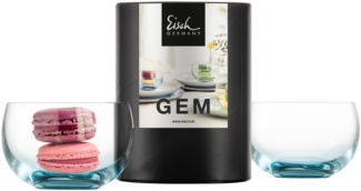 Eisch Gem Dessertschale 2er Set Aqua in Geschenkröhre