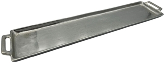 Meinposten Dekotablett Metalltablett Tablett Serviertablett lang 59 cm silber mit Henkel (1 St)