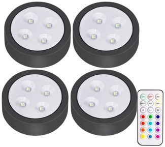 Jibenhome LED Unterbauleuchte RGB LED Unterschrankleucht Kabellose, Kleiderschranklitch Fernbedienung, Batteriebetrieben Unterbauleuchte, 13Farben & 2Modi,4 Helligkeit