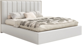 Selsey 'Togents' Polsterbett 160x200 mit Veloursbezug und Bettkasten, Weiß