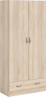 INOSIGN Kleiderschrank Space Drehtürenschrank, Aufbewahrung Kasten Schrank Stauraum 2 Türen, 3 Einlegeböden und 1 breite Schublade, Breite 79 cm