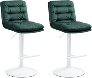 DELUKE® Barhocker 2er Set TURIN - Grün, Samt, Weiß Barhocker mit Lehne Barstuhl Tresenhocker Tresenstuhl Kneipenhocker Kneipenstuhl