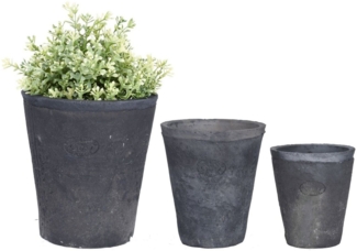 esschert design Blumentopf, Terracotta Blumentopf 3er Set S/M/L grau