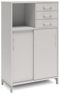 Büroschrank DNA 800x1275 mm Hellgrau/Schwarz Schiebetür- und Schubladenmodul 3A4/2A4