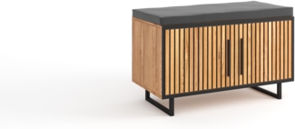 Schuhbank >Eddie< in Eiche / schwarz, Eiche teilmassiv - 82 x 51 x 40 cm (BxHxT)