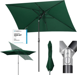 Sekey Sonnenschirm mit Kurbel und UV50+, knickbar, Aluminium grün, 200 × 300 cm