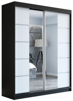 Schwebetrenschrank KOMFORT 2-trig Schrank 180 cm (mit Spiegel) Farbe: Schwarz , wei