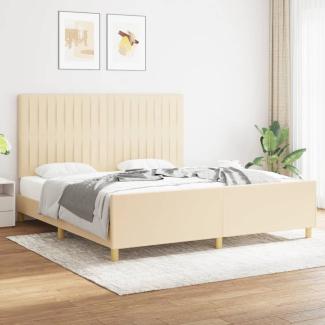 Doppelbett, Polsterbett mit Kopfteil Stoff Creme 180x200 cm