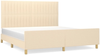 Doppelbett, Polsterbett mit Kopfteil Stoff Creme 180x200 cm