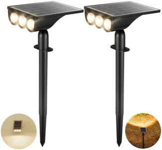 BlingBin LED Solarleuchte LED Solar Gartenlampen, 3000K IP65 Gartenstrahler Außenwandleuchte, Umweltfreundlich, energiesparend, LED, Warmes Licht, Kann gleichzeitig als Rasen- und Wandleuchte verwendet werden