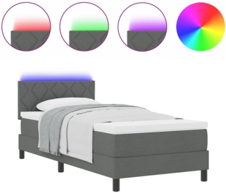 vidaXL Boxspringbett mit Matratze Dunkelgrau 90 x 200 cm Stoff 3342255