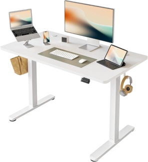 FEZIBO Elektrischer Schreibtisch Höhenverstellbar Weiß 100x60 cm