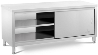 Royal Catering Arbeitstisch 200 x 60 cm Arbeitsschrank Edelstahltisch Schiebetüren Gastro
