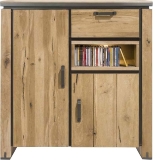 Highboard Farmland, Holz, Holzwerkstoff, Metall, Holzfarben, 125 x 140 x 45 cm