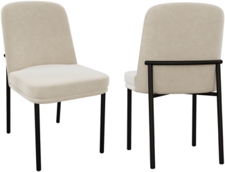 Merax Esszimmerstuhl (Set, 2 St), 2er Set Polsterstühle Küchenstuhl Samt Beige, Schwarzer Metallbeine
