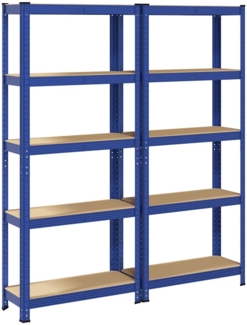 vidaXL Lagerregale mit 5 Böden 2 Stk. Blau Stahl & Holzwerkstoff 3307586