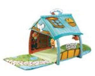 Kikkaboo Spielbogen Casa Bebe Krabbeldecke kleines Haus hängende Tiere Griff blau