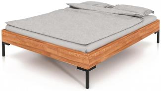 Bett Seiba 3 Sonderlänge 90x220 Kernbuche massiv ohne Kopfteil mit Metallbeinen