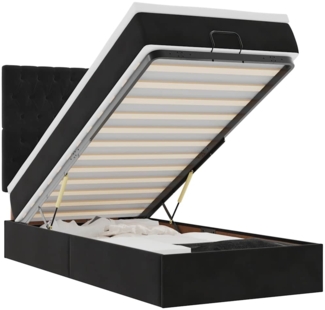 vidaXL Ottoman-Bett mit Matratzen & LEDs Schwarz 80x200 cm Samt 3314356