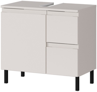 Lomadox Waschbeckenschrank SALO-01 kaschmir matt 60 cm breit modern Metallfüße Siphonausschnitt