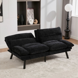 KLAM HOME Sofa Moderner Chenille-Zweisitzer mit ergonomischem Design, Verstellbare Rückenlehne und Armstützen für individuellen Sitzkomfort, Stabile Metallbeine verleihen modernen Charakter