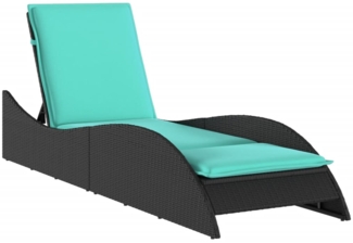 vidaXL Sonnenliege mit Kissen Schwarz 60x205x73 cm Poly Rattan 368286