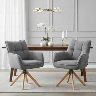 DUBI Möbel Polsterstuhl Mika-Ida, Federkern, Eiche geölt, 360° drehbar, Rückstellfunktion im 2er-Set