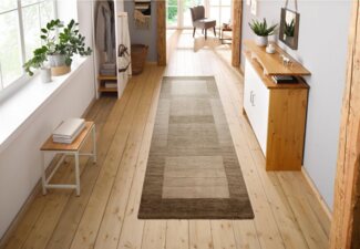 THEKO Läufer Gabbeh Super, Handweb Teppich, Bordüre, reine Wolle, handgewebt, rechteckig, Höhe: 9 mm, Teppich-Läufer, Brücke, Schlafzimmer, Wohnzimmer, Esszimmer