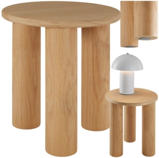 tectake Beistelltisch Couchtisch Sisi, rund, Beine aus Massivholz, pflegeleicht (1-St, 1 tlg), Stilvoller Beistelltisch in Rundform mit massiven Holzbeinen