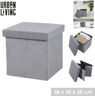 Urban Living Sitzhocker faltbar Sitzwürfel "VELOURS COTELÉ" 53508 hellgrau