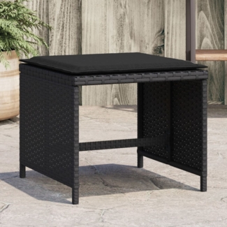 vidaXL Gartenhocker mit Kissen 4 Stk. Schwarz 41x41x36 cm Poly Rattan 365042