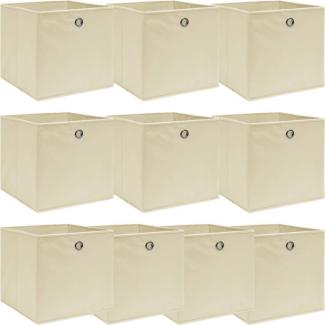 Aufbewahrungsboxen 10 Stk. Creme 32x32x32 cm Stoff