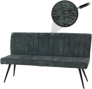 Sitzbank HWC-K16, Esszimmerbank Bank Polsterbank, Rückenlehne Stoff/Textil Chenille Metall 160cm ~ blau-grün