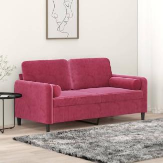 vidaXL 2-Sitzer-Sofa mit Zierkissen Weinrot 140 cm Samt 3200885